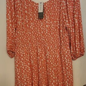 Lane Bryant Red Floral Midi Dress